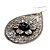 Antique Silver Teardrop Filigree Floral Drop Earrings - 8cm Length - view 3