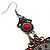 Long Filigree Red Bead Chandelier Drop Earrings (Antique Silver Finish) - 12cm Length - view 6