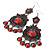Long Filigree Red Bead Chandelier Drop Earrings (Antique Silver Finish) - 12cm Length - view 7