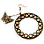 Bronze Tone Crystal Butterfly Hoop Earrings - 6cm Diameter - view 4