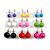 7mm, 9mm, 11mm Multicoloured Acrylic Bead Set of 9 Stud Earring (Silver Metal Finish)