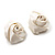 Large Bridal Fabric Rose Stud Earrings (Silver Tone Finish) - 3cm Diameter - view 9