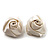 Large Bridal Fabric Rose Stud Earrings (Silver Tone Finish) - 3cm Diameter - view 8