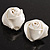 Large Bridal Fabric Rose Stud Earrings (Silver Tone Finish) - 3cm Diameter - view 6