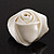 Large Bridal Fabric Rose Stud Earrings (Silver Tone Finish) - 3cm Diameter - view 2