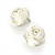 Large Bridal Fabric Rose Stud Earrings (Silver Tone Finish) - 3cm Diameter - view 10