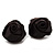 Large Stylish Fabric Rose Stud Earrings (Silver Tone Finish) - 3cm Diameter - view 2