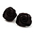 Large Stylish Fabric Rose Stud Earrings (Silver Tone Finish) - 3cm Diameter - view 3