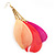 Multicoloured Feather Chain Dangle Earrings (Gold Tone Metal) - 11cm Length - view 2