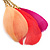 Multicoloured Feather Chain Dangle Earrings (Gold Tone Metal) - 11cm Length - view 3