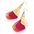 Multicoloured Feather Chain Dangle Earrings (Gold Tone Metal) - 11cm Length - view 6