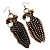 Long 'Charm & Feather' Drop Earrings - 13cm Length - view 3