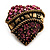 Antique Gold Pink Crystal 'Love' Heart Stud Earrings -2.5cm Diameter - view 3