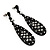 Striking Black Crystal Teardrop Earrings - 7.5cm Length - view 2