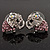 Tiny Crystal Elephant Stud Earrings (Silver Tone Metal)