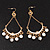 Gold Plated White Bead Chandelier Earrings - 8cm Drop - view 5