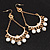 Gold Plated White Bead Chandelier Earrings - 8cm Drop - view 2