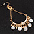 Gold Plated White Bead Chandelier Earrings - 8cm Drop - view 4