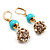 Gold Plated Crystal Ball Drop Earrings - 4cm Length - view 7