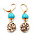 Gold Plated Crystal Ball Drop Earrings - 4cm Length - view 8