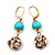 Gold Plated Crystal Ball Drop Earrings - 4cm Length - view 9