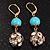 Gold Plated Crystal Ball Drop Earrings - 4cm Length - view 2