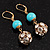 Gold Plated Crystal Ball Drop Earrings - 4cm Length - view 10