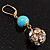 Gold Plated Crystal Ball Drop Earrings - 4cm Length - view 5