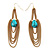 Gold Plated Turquoise Style Stone Chain Drop Earrings - 10cm Length