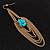 Gold Plated Turquoise Style Stone Chain Drop Earrings - 10cm Length - view 3