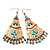 Gold Plated Hammered Turquoise Coloured Acrylic Bead Chandelier Earrings - 8cm Drop - view 9