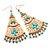 Gold Plated Hammered Turquoise Coloured Acrylic Bead Chandelier Earrings - 8cm Drop - view 10