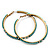 Gold Plated Turquoise Coloured Glass Bead Hoop Earrings - 6.5cm Diameter - view 8