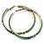Gold Plated Turquoise Coloured Glass Bead Hoop Earrings - 6.5cm Diameter - view 10