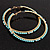 Gold Plated Turquoise Coloured Glass Bead Hoop Earrings - 6.5cm Diameter - view 5