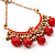 Gold Plated Coral Bead Chandelier Earrings - 8cm Drop - view 4