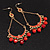 Gold Plated Coral Bead Chandelier Earrings - 8cm Drop - view 2