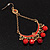 Gold Plated Coral Bead Chandelier Earrings - 8cm Drop - view 7