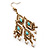 Gold Tone Turquoise Coloured Acrylic Bead & Imitation Pearl Chandelier Earrings - 8.5cm Drop - view 6
