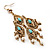 Gold Tone Turquoise Coloured Acrylic Bead & Imitation Pearl Chandelier Earrings - 8.5cm Drop - view 3