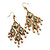 Gold Tone Turquoise Coloured Acrylic Bead & Imitation Pearl Chandelier Earrings - 8.5cm Drop - view 8