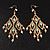 Gold Tone Turquoise Coloured Acrylic Bead & Imitation Pearl Chandelier Earrings - 8.5cm Drop - view 2