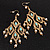 Gold Tone Turquoise Coloured Acrylic Bead & Imitation Pearl Chandelier Earrings - 8.5cm Drop - view 7