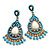 Gold Plated Turquoise Coloured Acrylic Bead Chandelier Earrings - 6.5cm Drop - view 6