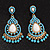 Gold Plated Turquoise Coloured Acrylic Bead Chandelier Earrings - 6.5cm Drop - view 2