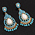 Gold Plated Turquoise Coloured Acrylic Bead Chandelier Earrings - 6.5cm Drop - view 8