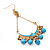 Gold Plated Light Blue Bead Chandelier Earrings - 8cm Drop - view 7