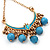 Gold Plated Light Blue Bead Chandelier Earrings - 8cm Drop - view 6