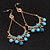 Gold Plated Light Blue Bead Chandelier Earrings - 8cm Drop - view 8