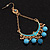 Gold Plated Light Blue Bead Chandelier Earrings - 8cm Drop - view 3